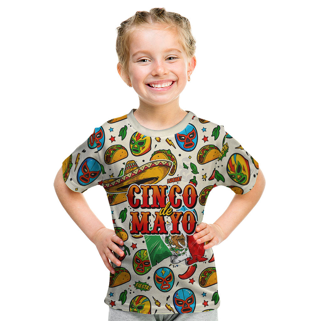 Cinco De Mayo Kid T Shirt Lucha Libre Wrestler - Pop Art Comic Style Mexican Fiesta Taco