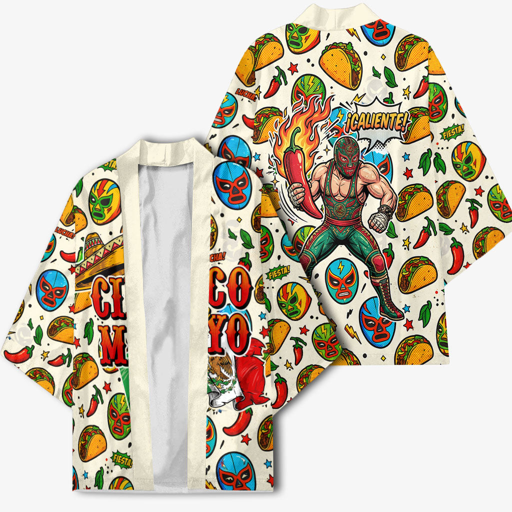 Cinco De Mayo Kimono Lucha Libre Wrestler - Pop Art Comic Style Mexican Fiesta Taco