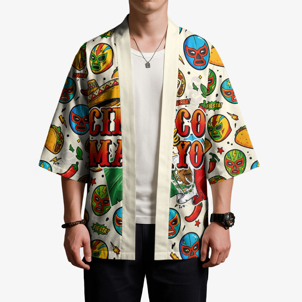 Cinco De Mayo Kimono Lucha Libre Wrestler - Pop Art Comic Style Mexican Fiesta Taco