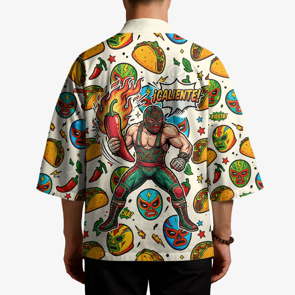 Cinco De Mayo Kimono Lucha Libre Wrestler - Pop Art Comic Style Mexican Fiesta Taco
