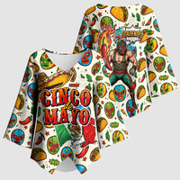 Cinco De Mayo Kimono Sleeve Blouse Lucha Libre Wrestler - Pop Art Comic Style Mexican Fiesta Taco