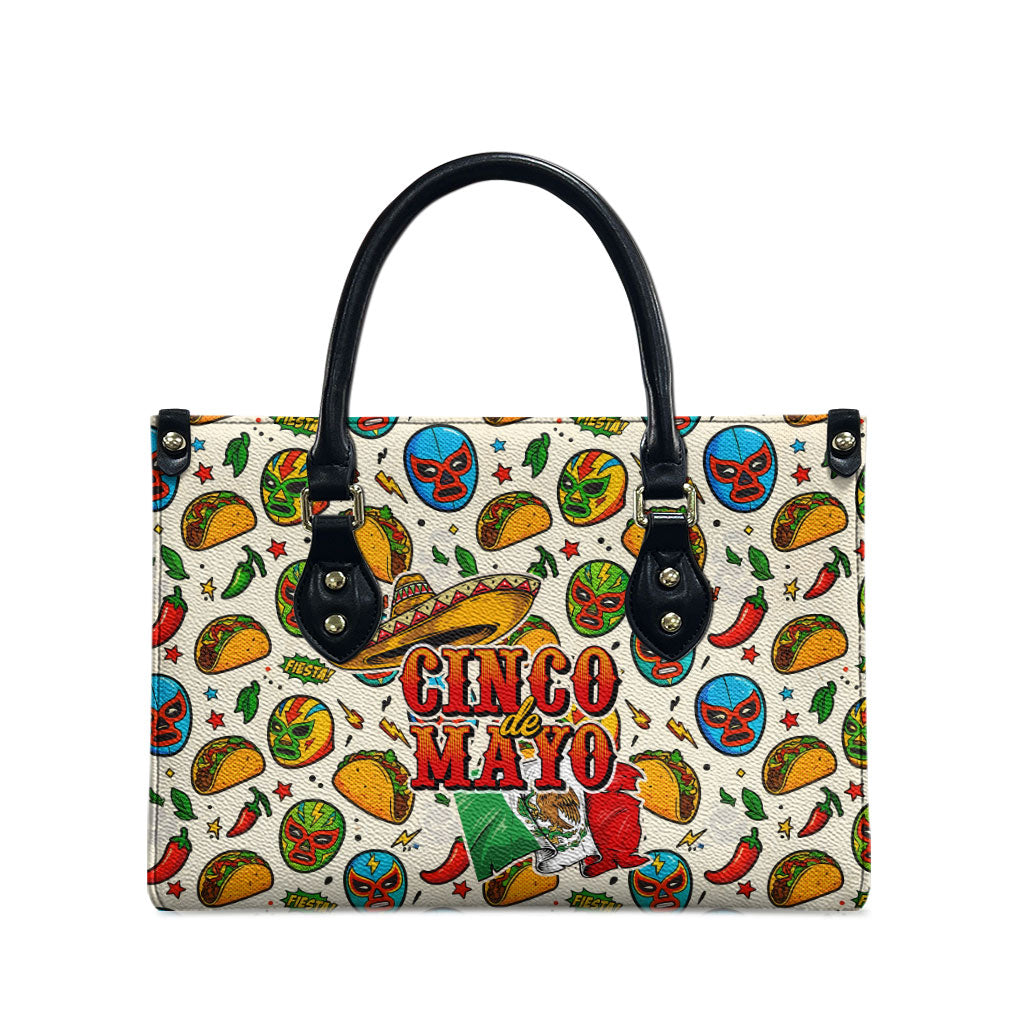 Cinco De Mayo Leather Bag Lucha Libre Wrestler - Pop Art Comic Style Mexican Fiesta Taco