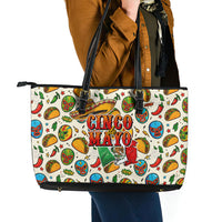 Cinco De Mayo Leather Tote Bag Lucha Libre Wrestler - Pop Art Comic Style Mexican Fiesta Taco