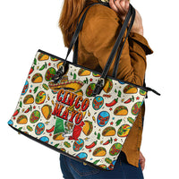Cinco De Mayo Leather Tote Bag Lucha Libre Wrestler - Pop Art Comic Style Mexican Fiesta Taco