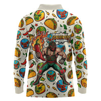 Cinco De Mayo Long Sleeve Polo Shirt Lucha Libre Wrestler - Pop Art Comic Style Mexican Fiesta Taco