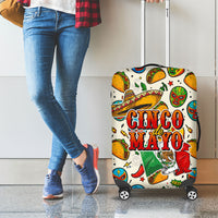Cinco De Mayo Luggage Cover Lucha Libre Wrestler - Pop Art Comic Style Mexican Fiesta Taco