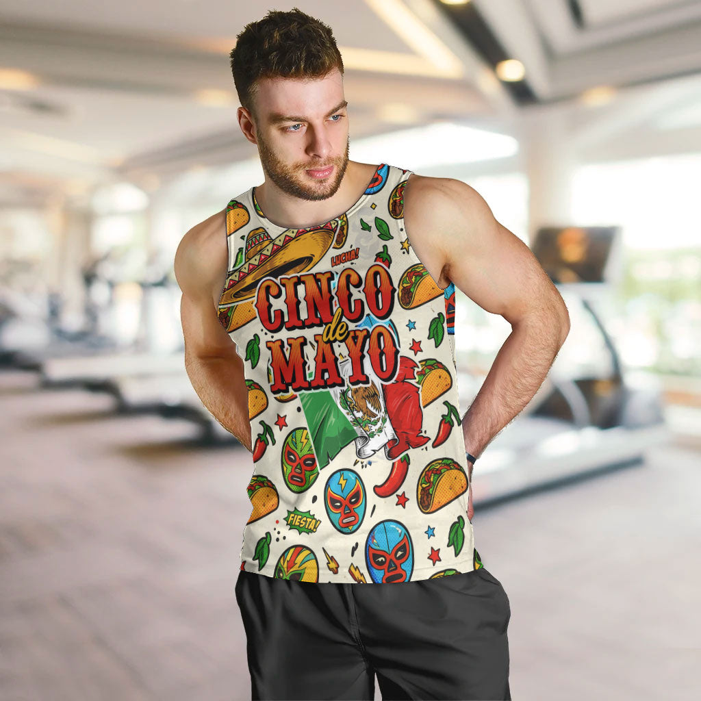 Cinco De Mayo Men Tank Top Lucha Libre Wrestler - Pop Art Comic Style Mexican Fiesta Taco