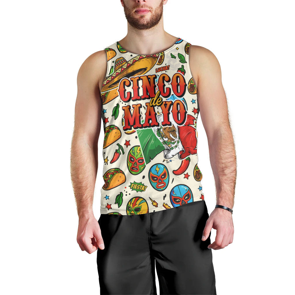 Cinco De Mayo Men Tank Top Lucha Libre Wrestler - Pop Art Comic Style Mexican Fiesta Taco