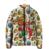 Cinco De Mayo Padded Jacket Lucha Libre Wrestler - Pop Art Comic Style Mexican Fiesta Taco
