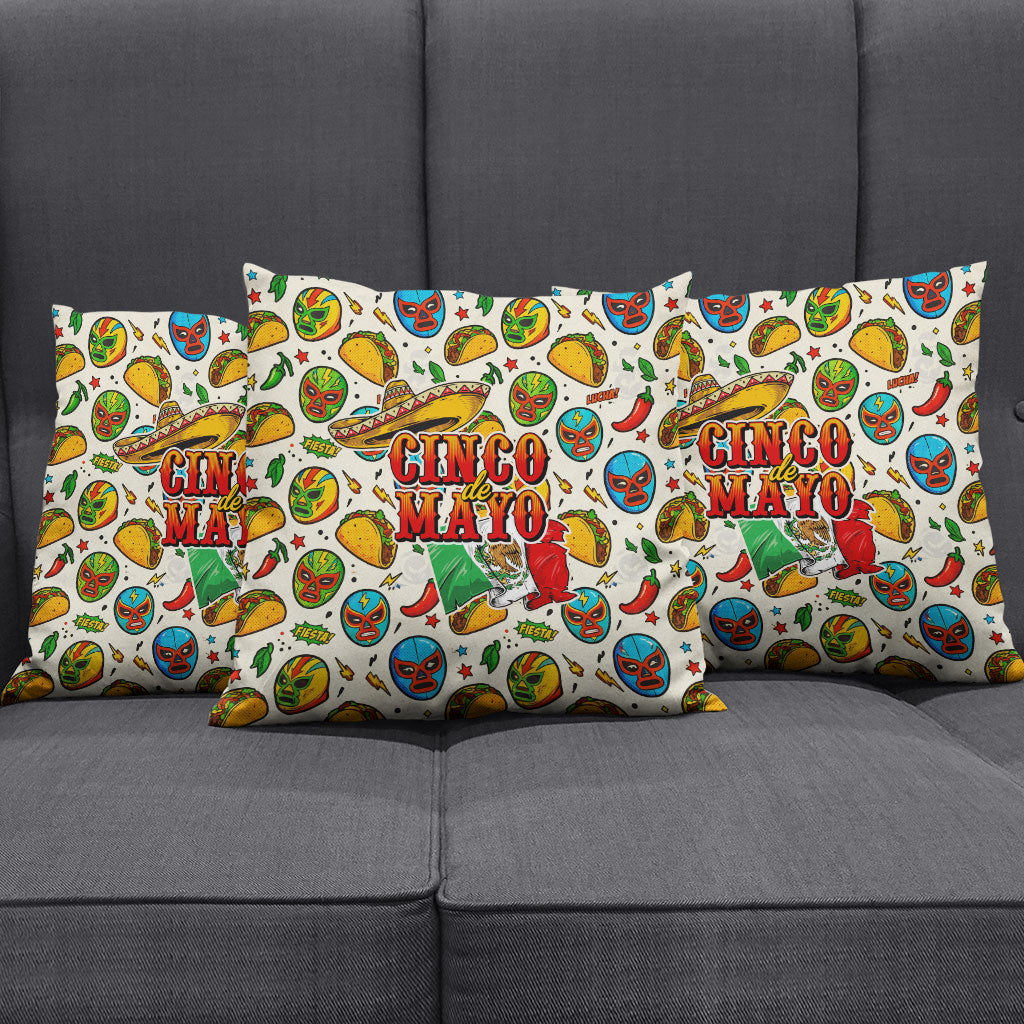 Cinco De Mayo Pillow Cover Lucha Libre Wrestler - Pop Art Comic Style Mexican Fiesta Taco