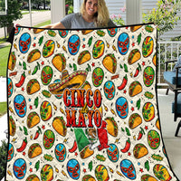 Cinco De Mayo Quilt Lucha Libre Wrestler - Pop Art Comic Style Mexican Fiesta Taco