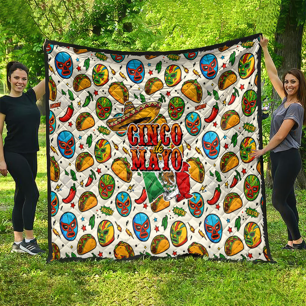 Cinco De Mayo Quilt Lucha Libre Wrestler - Pop Art Comic Style Mexican Fiesta Taco
