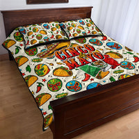 Cinco De Mayo Quilt Bed Set Lucha Libre Wrestler - Pop Art Comic Style Mexican Fiesta Taco