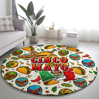 Cinco De Mayo Round Carpet Lucha Libre Wrestler - Pop Art Comic Style Mexican Fiesta Taco