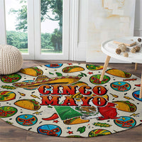 Cinco De Mayo Round Carpet Lucha Libre Wrestler - Pop Art Comic Style Mexican Fiesta Taco