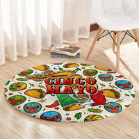 Cinco De Mayo Round Carpet Lucha Libre Wrestler - Pop Art Comic Style Mexican Fiesta Taco