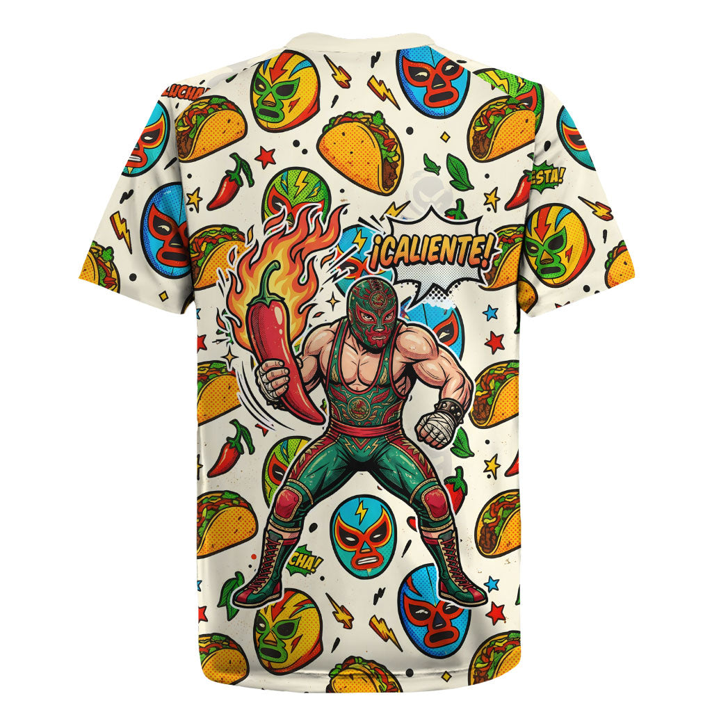 Cinco De Mayo Rugby Jersey Lucha Libre Wrestler - Pop Art Comic Style Mexican Fiesta Taco
