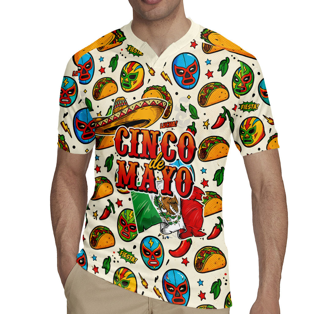 Cinco De Mayo Rugby Jersey Lucha Libre Wrestler - Pop Art Comic Style Mexican Fiesta Taco