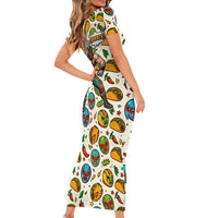 Cinco De Mayo Short Sleeve Bodycon Dress Lucha Libre Wrestler - Pop Art Comic Style Mexican Fiesta Taco