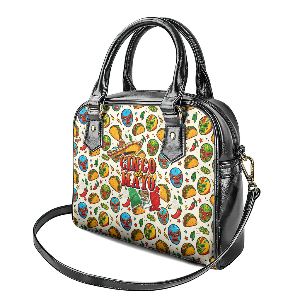Cinco De Mayo Shoulder Handbag Lucha Libre Wrestler - Pop Art Comic Style Mexican Fiesta Taco