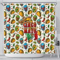 Cinco De Mayo Shower Curtain Lucha Libre Wrestler - Pop Art Comic Style Mexican Fiesta Taco