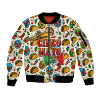 Cinco De Mayo Sleeve Zip Bomber Jacket Lucha Libre Wrestler - Pop Art Comic Style Mexican Fiesta Taco