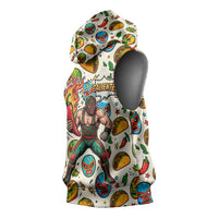 Cinco De Mayo Sleeveless Hoodie Lucha Libre Wrestler - Pop Art Comic Style Mexican Fiesta Taco
