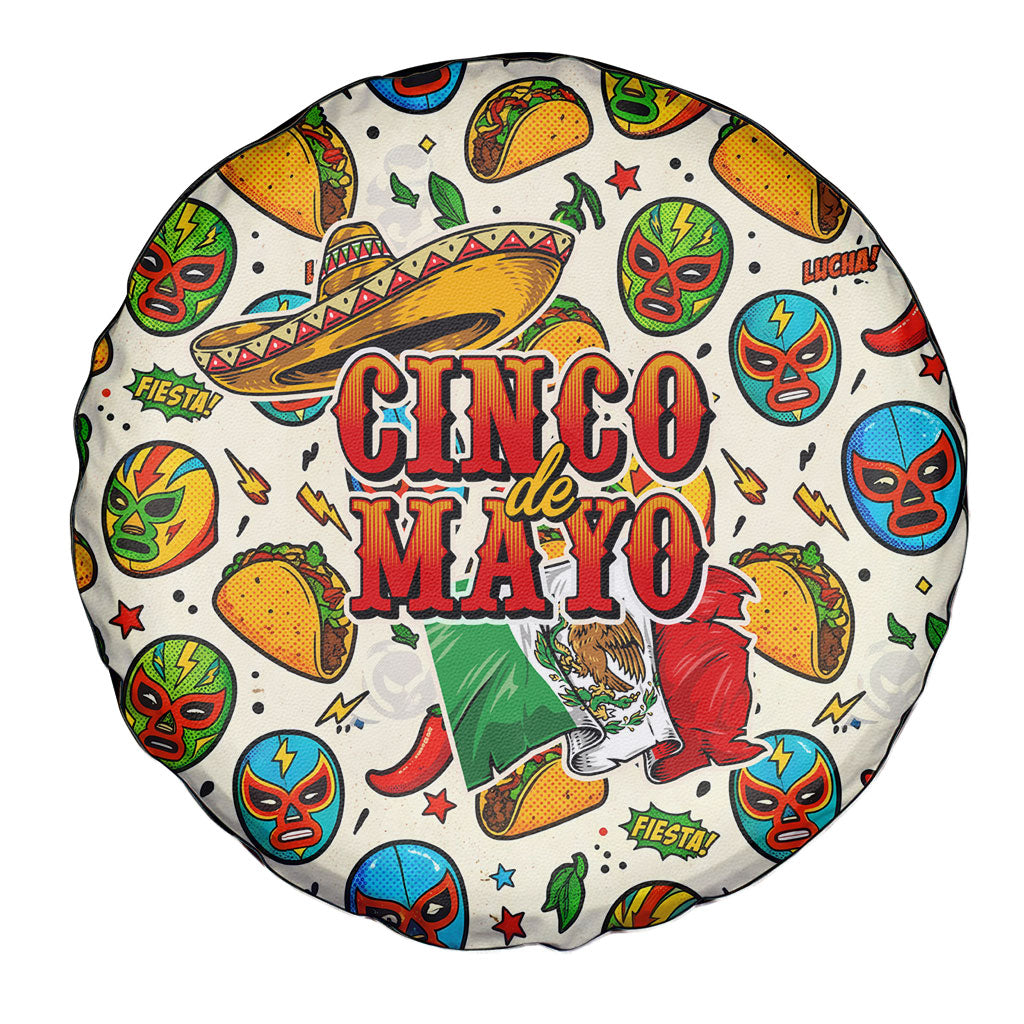Cinco De Mayo Spare Tire Cover Lucha Libre Wrestler - Pop Art Comic Style Mexican Fiesta Taco