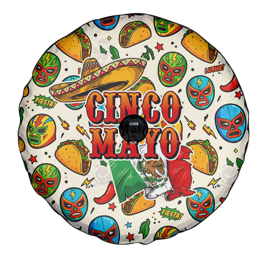 Cinco De Mayo Spare Tire Cover Lucha Libre Wrestler - Pop Art Comic Style Mexican Fiesta Taco