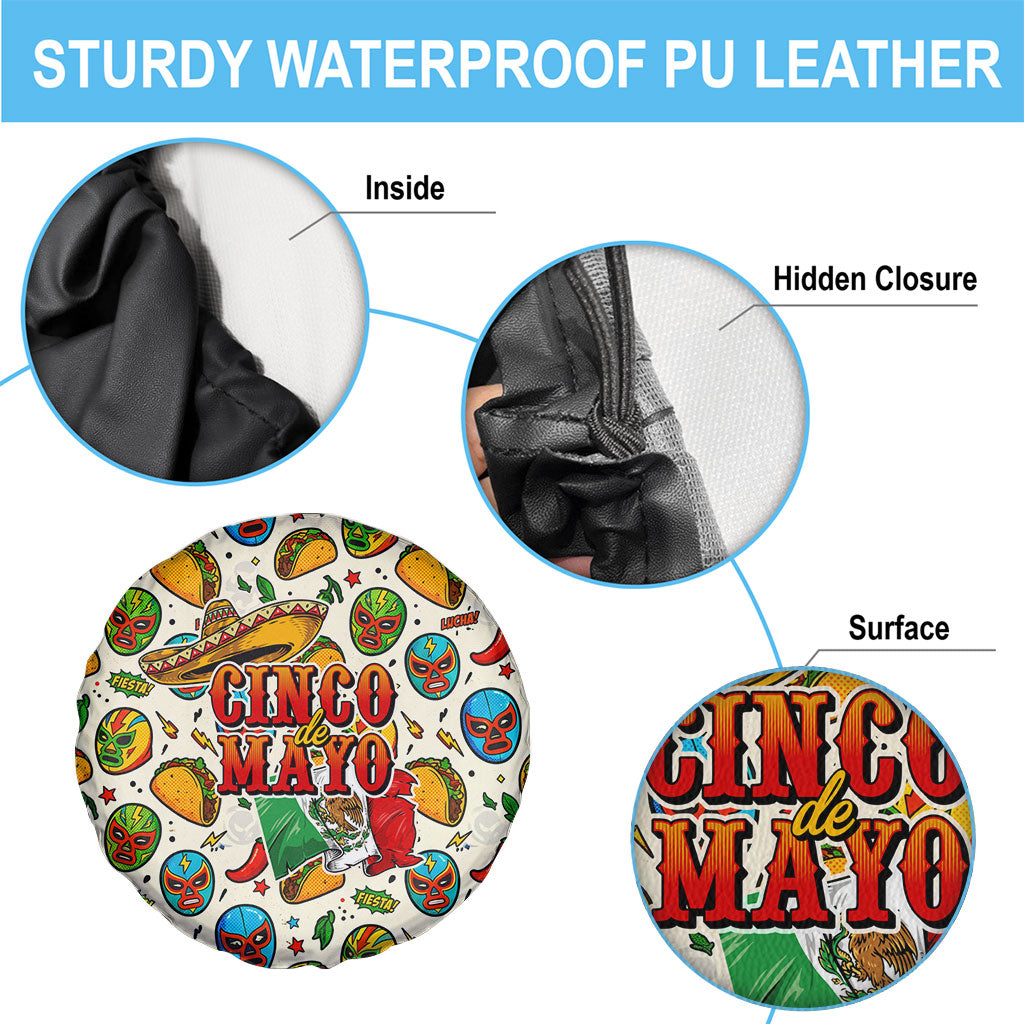 Cinco De Mayo Spare Tire Cover Lucha Libre Wrestler - Pop Art Comic Style Mexican Fiesta Taco