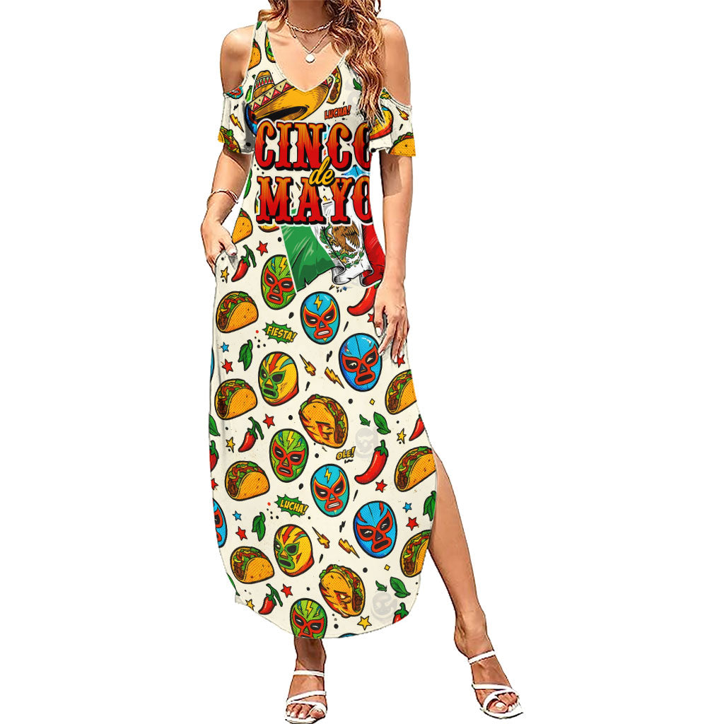 Cinco De Mayo Summer Maxi Dress Lucha Libre Wrestler - Pop Art Comic Style Mexican Fiesta Taco