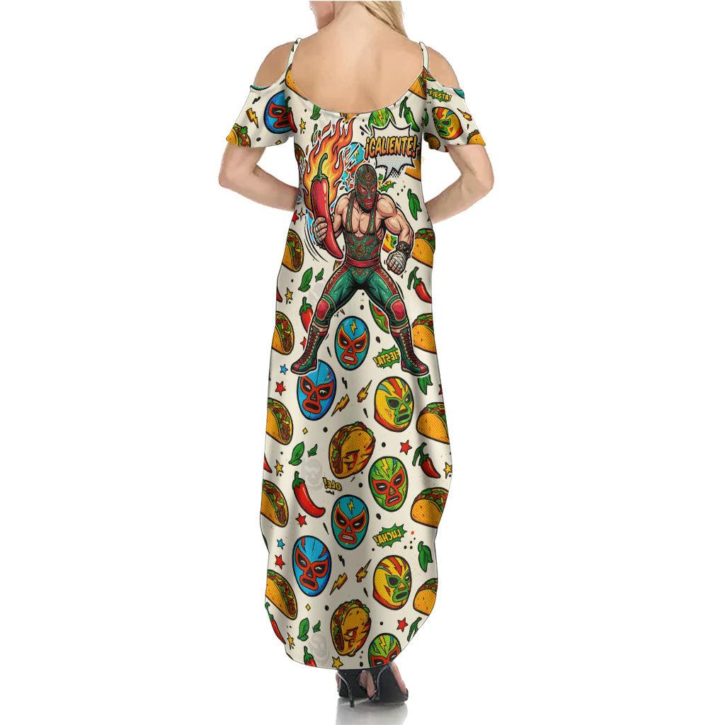 Cinco De Mayo Summer Maxi Dress Lucha Libre Wrestler - Pop Art Comic Style Mexican Fiesta Taco