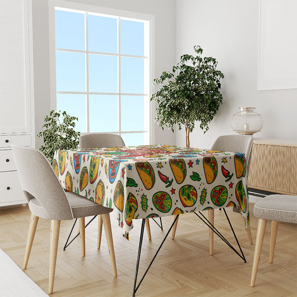 Cinco De Mayo Tablecloth Lucha Libre Wrestler - Pop Art Comic Style Mexican Fiesta Taco