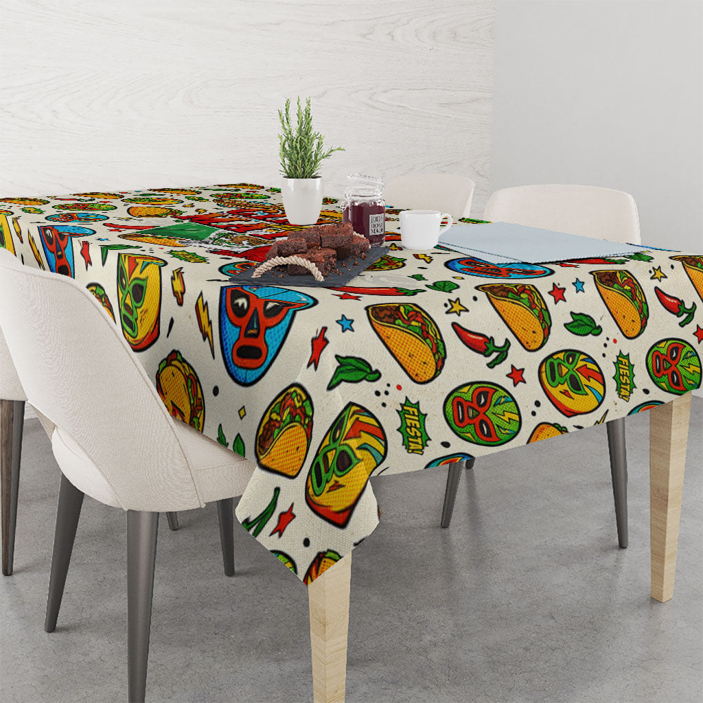 Cinco De Mayo Tablecloth Lucha Libre Wrestler - Pop Art Comic Style Mexican Fiesta Taco