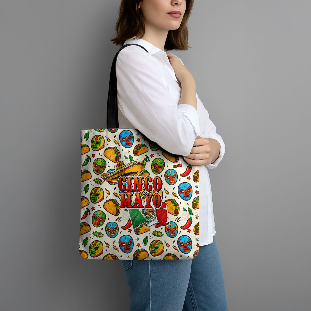 Cinco De Mayo Tote Bag Lucha Libre Wrestler - Pop Art Comic Style Mexican Fiesta Taco