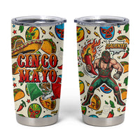 Cinco De Mayo Tumbler Cup Lucha Libre Wrestler - Pop Art Comic Style Mexican Fiesta Taco