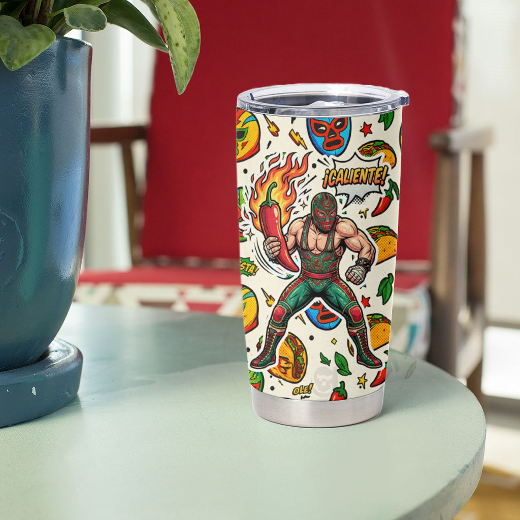 Cinco De Mayo Tumbler Cup Lucha Libre Wrestler - Pop Art Comic Style Mexican Fiesta Taco