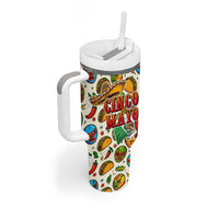 Cinco De Mayo Tumbler With Handle Lucha Libre Wrestler - Pop Art Comic Style Mexican Fiesta Taco