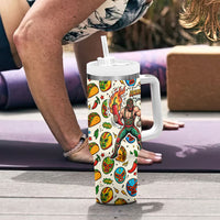 Cinco De Mayo Tumbler With Handle Lucha Libre Wrestler - Pop Art Comic Style Mexican Fiesta Taco