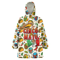 Cinco De Mayo Wearable Blanket Hoodie Lucha Libre Wrestler - Pop Art Comic Style Mexican Fiesta Taco