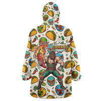 Cinco De Mayo Wearable Blanket Hoodie Lucha Libre Wrestler - Pop Art Comic Style Mexican Fiesta Taco