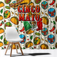 Cinco De Mayo Window Curtain Lucha Libre Wrestler - Pop Art Comic Style Mexican Fiesta Taco