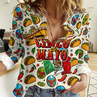 Cinco De Mayo Women Casual Shirt Lucha Libre Wrestler - Pop Art Comic Style Mexican Fiesta Taco