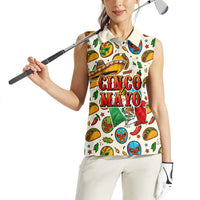 Cinco De Mayo Women Sleeveless Polo Shirt Lucha Libre Wrestler - Pop Art Comic Style Mexican Fiesta Taco