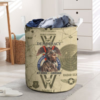 Double V Campaign Tuskegee Airmen Laundry Basket Vintage Military Aviation P-51 Mustang World War II Art