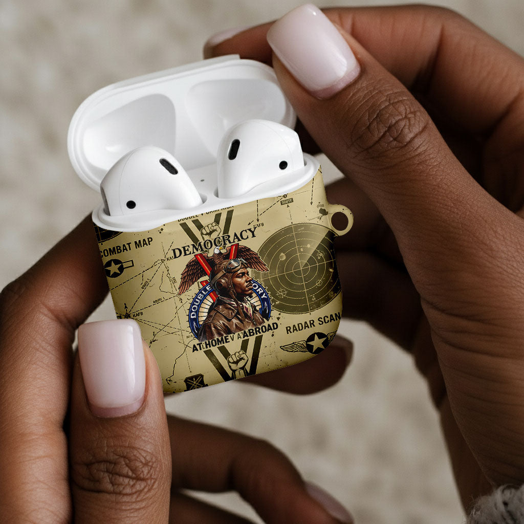 Double V Campaign Tuskegee Airmen AirPods Case Vintage Military Aviation P-51 Mustang World War II Art