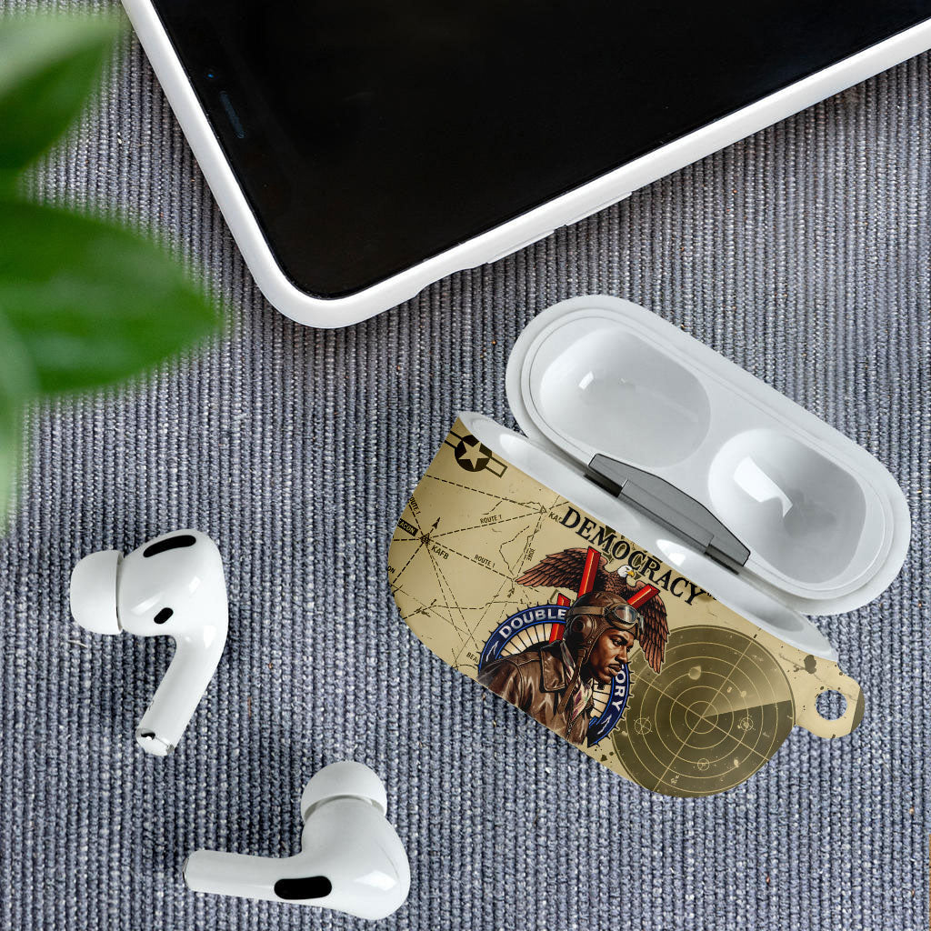 Double V Campaign Tuskegee Airmen AirPods Case Vintage Military Aviation P-51 Mustang World War II Art