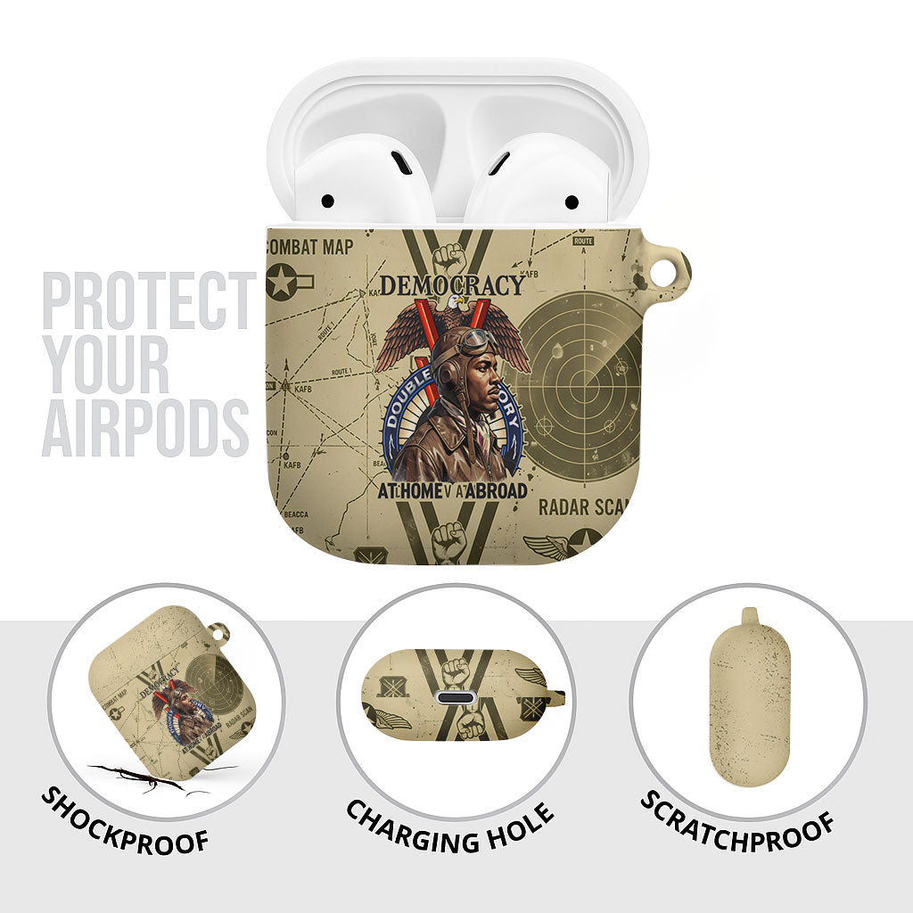 Double V Campaign Tuskegee Airmen AirPods Case Vintage Military Aviation P-51 Mustang World War II Art