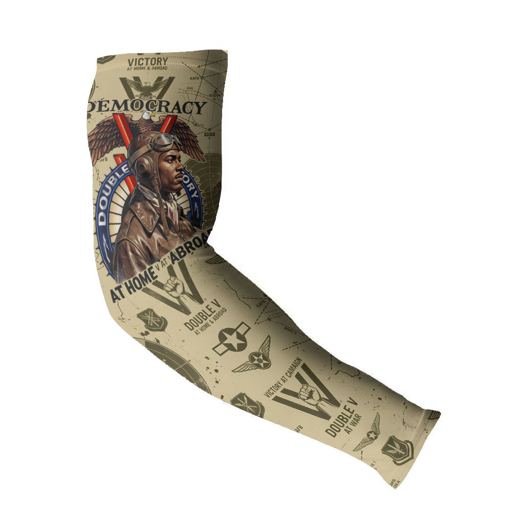Double V Campaign Tuskegee Airmen Arm Sleeves Vintage Military Aviation P-51 Mustang World War II Art
