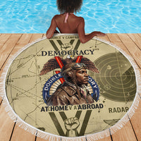 Double V Campaign Tuskegee Airmen Beach Blanket Vintage Military Aviation P-51 Mustang World War II Art
